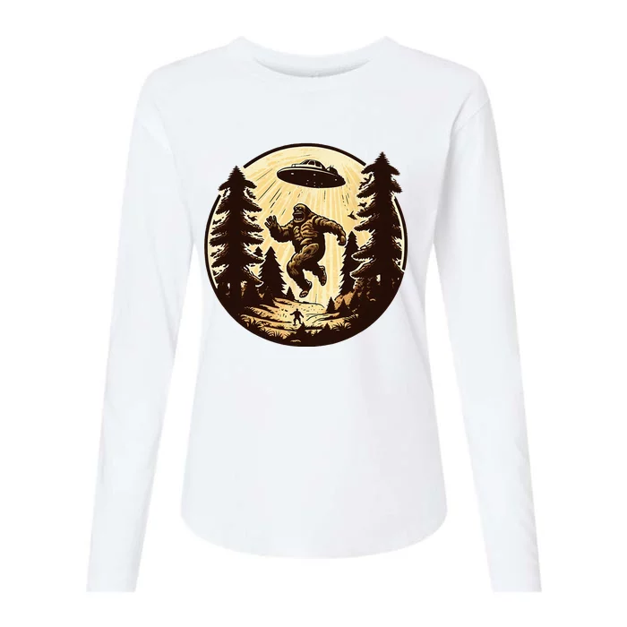 Alien And Bigfoot UFO Bigfoot Alien Womens Cotton Relaxed Long Sleeve T-Shirt