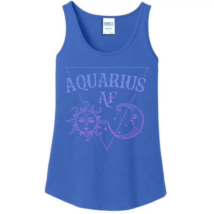 Aquarius Af / Blue Sun And Moon Aquarius Birthday Astrology Great Gift Ladies Essential Tank