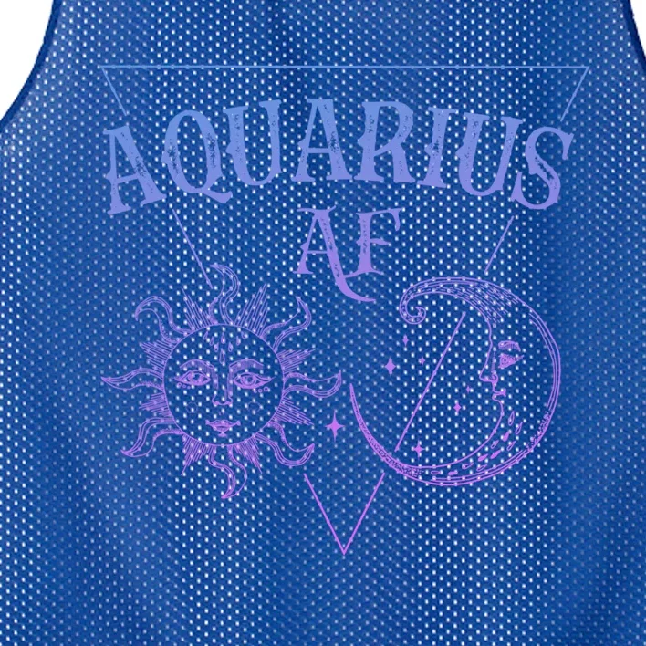 Aquarius Af / Blue Sun And Moon Aquarius Birthday Astrology Great Gift Mesh Reversible Basketball Jersey Tank