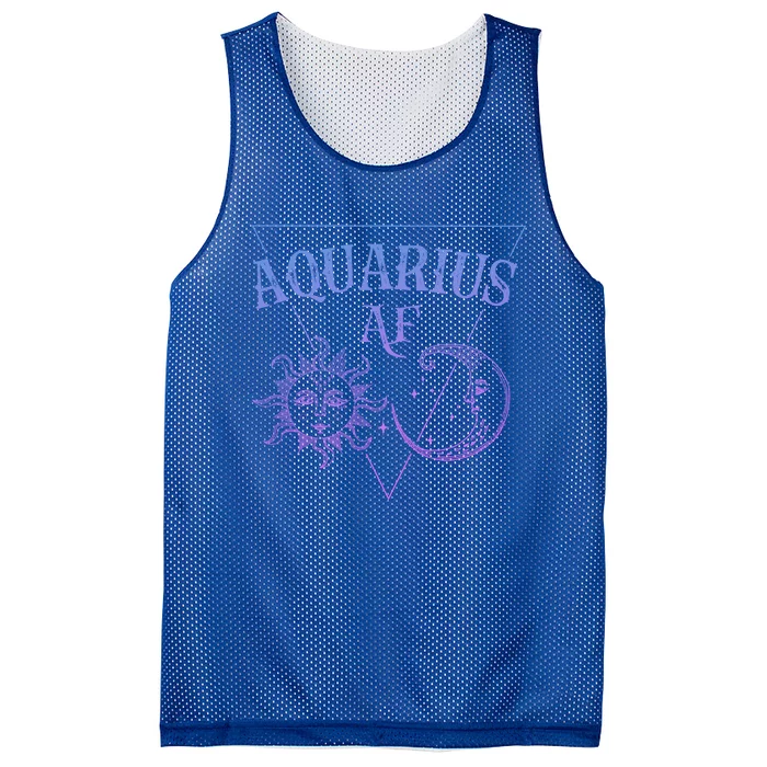 Aquarius Af / Blue Sun And Moon Aquarius Birthday Astrology Great Gift Mesh Reversible Basketball Jersey Tank