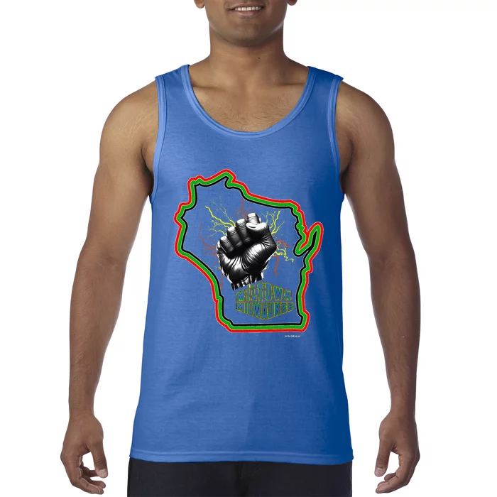 African American Blackpower Wisconsin Milwaukee Map Tank Top