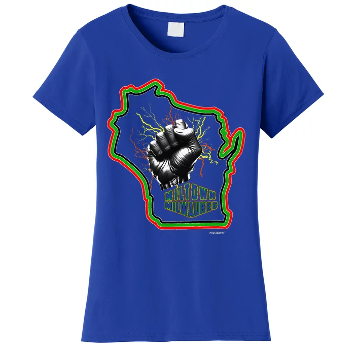 African American Blackpower Wisconsin Milwaukee Map Women's T-Shirt