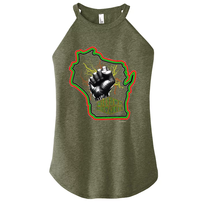 African American Blackpower Wisconsin Milwaukee Map Women’s Perfect Tri Rocker Tank