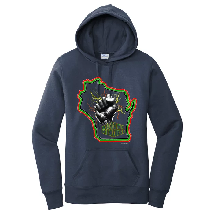 African American Blackpower Wisconsin Milwaukee Map Women's Pullover Hoodie