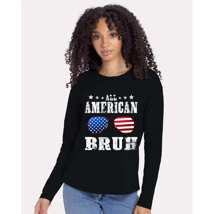 All American Bruh 4th Of July Boy Patriotic Teen Womens Cotton Relaxed Long Sleeve T-Shirt