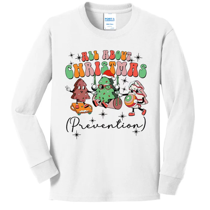 All About Christmas Prevention Holiday Xmas Tree Spt Pta Slp Kids Long Sleeve Shirt