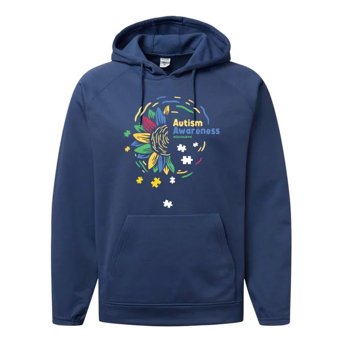 Autism Awareness Choose Kind Autistic Gift Performance Fleece Hoodie