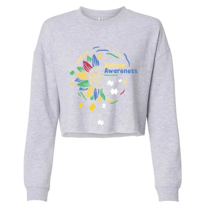 Autism Awareness Choose Kind Autistic Gift Cropped Pullover Crew