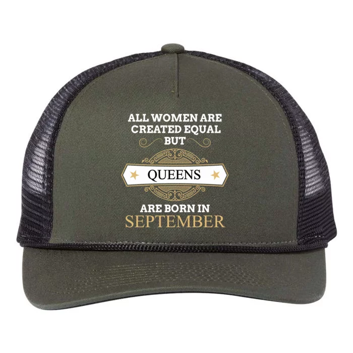 All Are Created Equal But Queens Are Born In September Great Gift Retro Rope Trucker Hat Cap