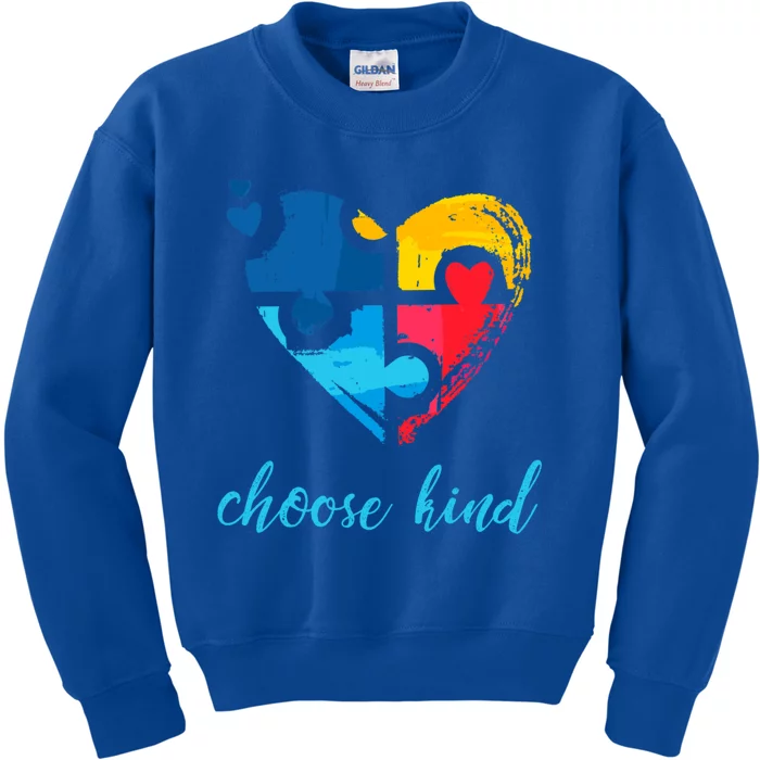 Autism Awareness Choose Kind Heart Puzzle Cool Gift Kids Sweatshirt