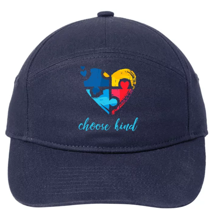 Autism Awareness Choose Kind Heart Puzzle Cool Gift 7-Panel Snapback Hat