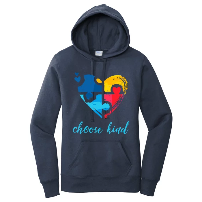 Autism Awareness Choose Kind Heart Puzzle Cool Gift Women's Pullover Hoodie