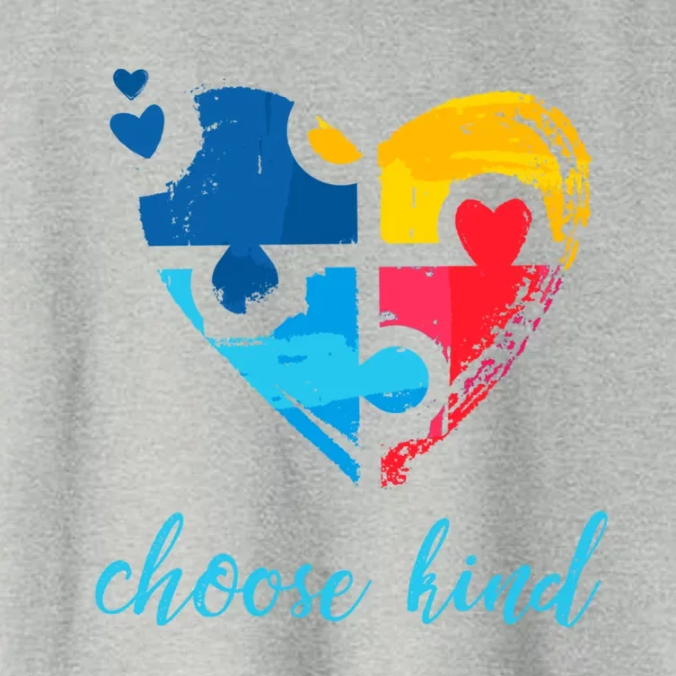 Autism Awareness Choose Kind Heart Puzzle Cool Gift Women's Crop Top Tee