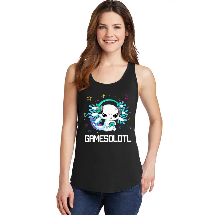 Axolotl Anime Cute Axolotl Video Gamer Funny Ladies Essential Tank