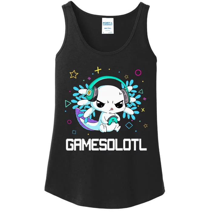 Axolotl Anime Cute Axolotl Video Gamer Funny Ladies Essential Tank