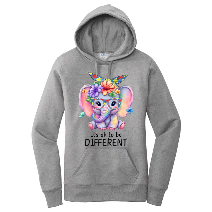 Autism Awareness Cute Elephant ItS Ok To Be Different Gift Women's Pullover Hoodie