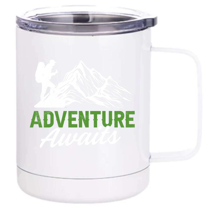 Adventure Awaits Camping Gift Front & Back 12oz Stainless Steel Tumbler Cup