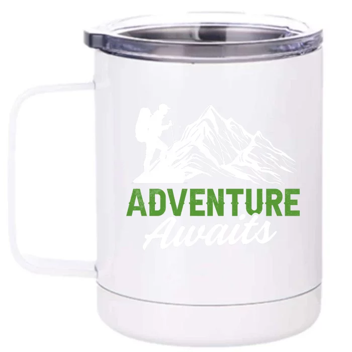 Adventure Awaits Camping Gift Front & Back 12oz Stainless Steel Tumbler Cup