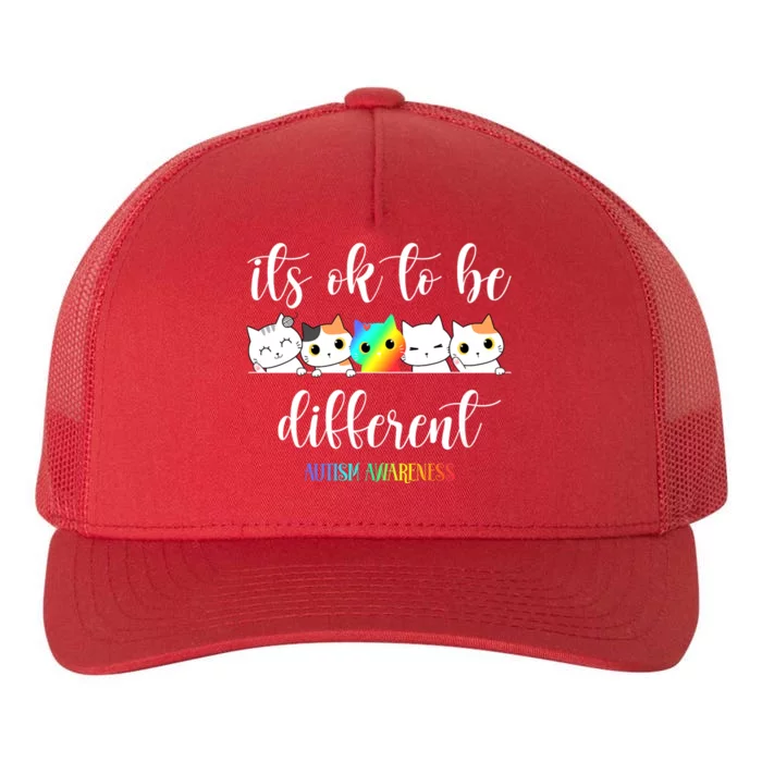 Autism Awareness Cat ItS Ok To Be Different Funny Autistic Yupoong Adult 5-Panel Trucker Hat