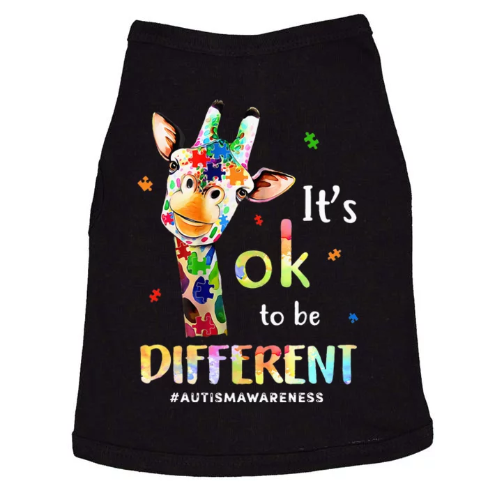 Autism Awareness Cute Giraffe Animal It's Ok To Be Different Doggie Tank