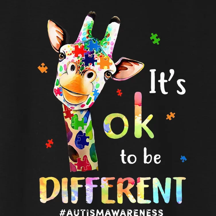 Autism Awareness Cute Giraffe Animal It's Ok To Be Different Women's Crop Top Tee