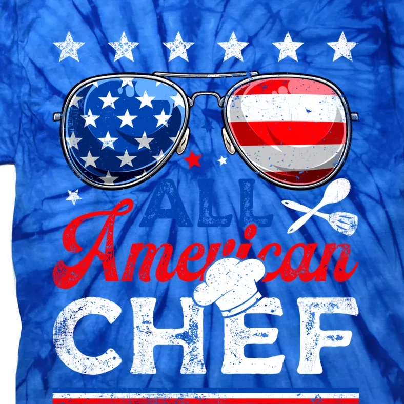 All American Chef Usa Flag Patriotic 4th Of July Funny Gift Tie-Dye T-Shirt