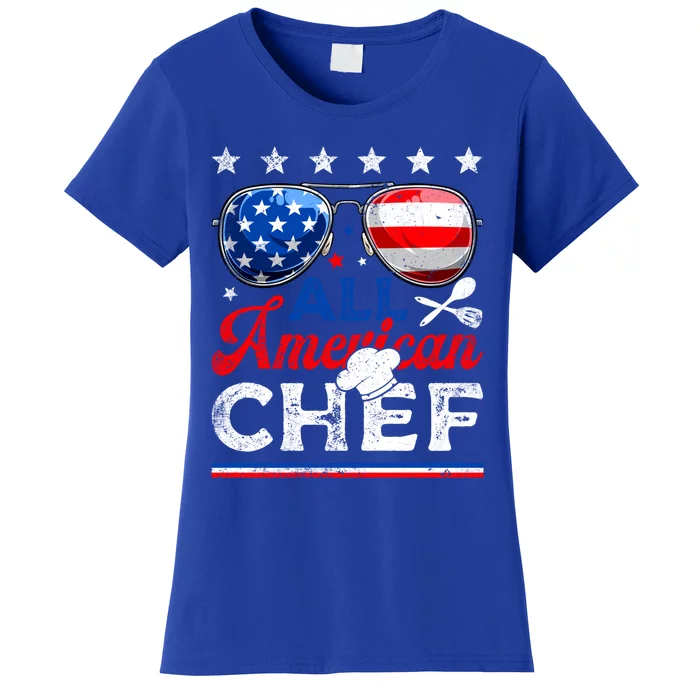 All American Chef Usa Flag Patriotic 4th Of July Funny Gift Women's T-Shirt