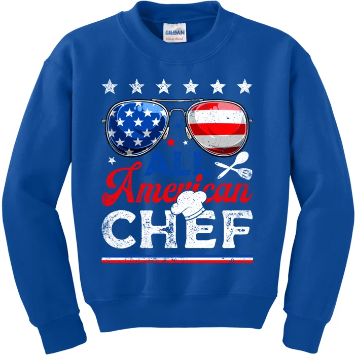 All American Chef Usa Flag Patriotic 4th Of July Funny Gift Kids Sweatshirt