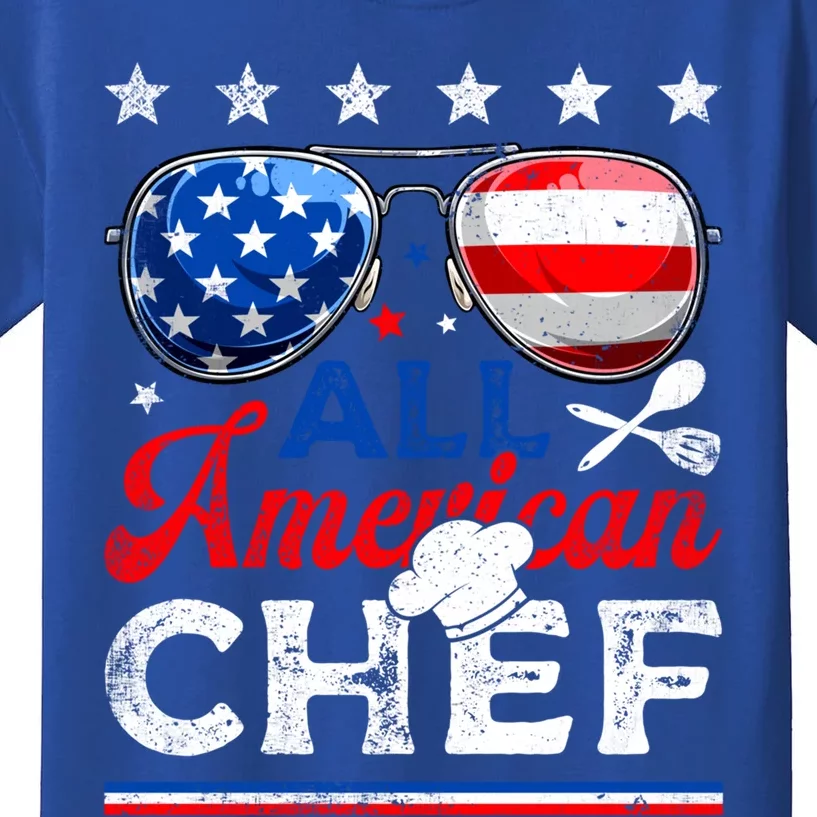 All American Chef Usa Flag Patriotic 4th Of July Funny Gift Kids T-Shirt