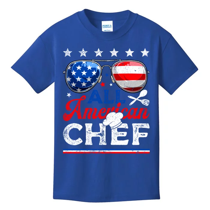 All American Chef Usa Flag Patriotic 4th Of July Funny Gift Kids T-Shirt