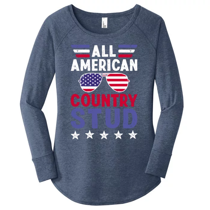 All American Country Stud Gift Usa 4th Of July Graphic Meaningful Gift Women's Perfect Tri Tunic Long Sleeve Shirt