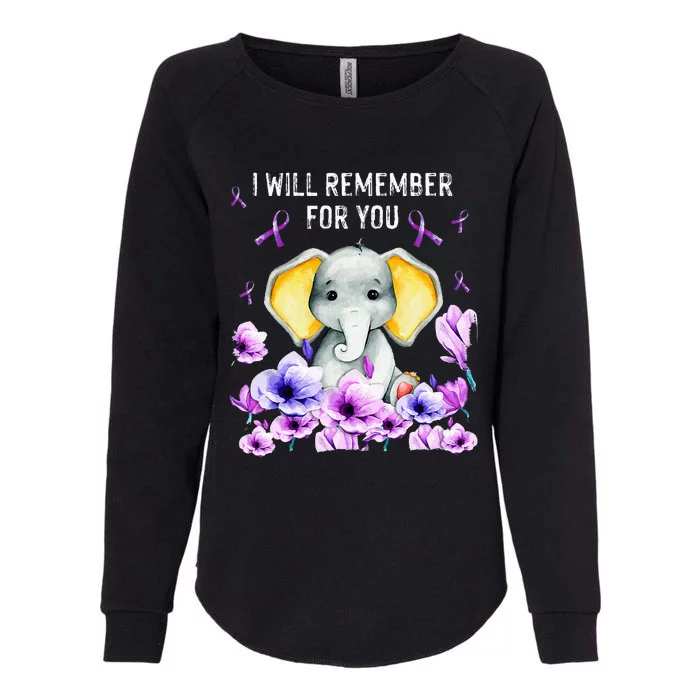 Alzheimer Awareness Cute Elephant I Will Remember For You Womens California Wash Sweatshirt