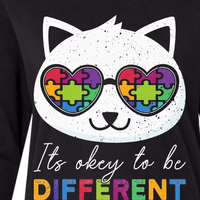 Autism Awareness Cat Warrior It's Ok To Be Different Womens Cotton Relaxed Long Sleeve T-Shirt