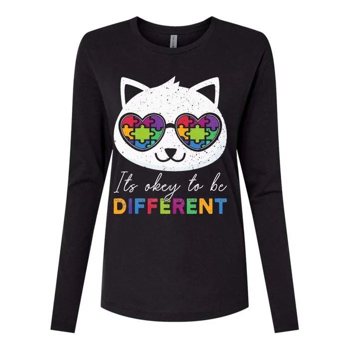 Autism Awareness Cat Warrior It's Ok To Be Different Womens Cotton Relaxed Long Sleeve T-Shirt