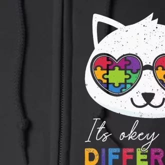 Autism Awareness Cat Warrior It's Ok To Be Different Full Zip Hoodie