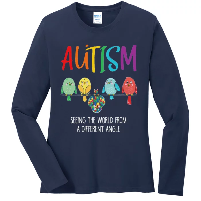 Autism Awareness Cute Owl Color Puzzles Autism Ladies Long Sleeve Shirt