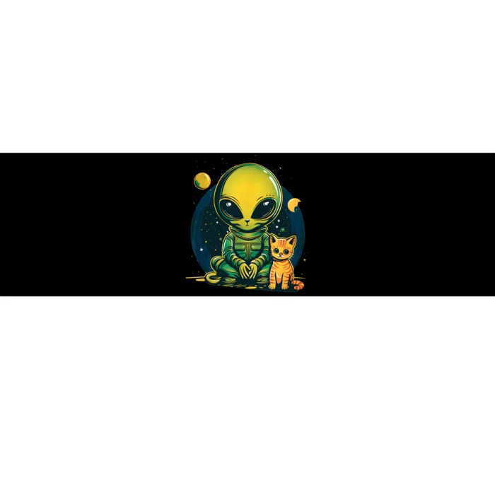 Alien And Cat Funny Cat Selfie With Alien Vintage Ufo Funny Bumper Sticker