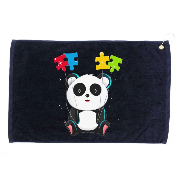 Autism Awareness Cute Panda Bear Color Puzzles Balloons Grommeted Golf Towel