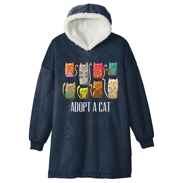 Adopt A Cat Shirt Cat Rescue Cat Adoption Hooded Wearable Blanket