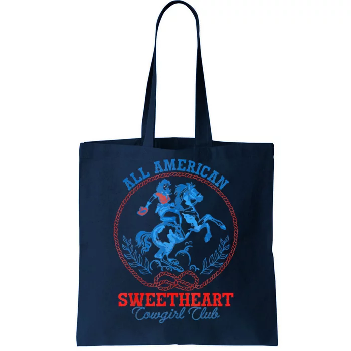 All American Cowgirl Sweetheart Club 4th Of July Western Tote Bag