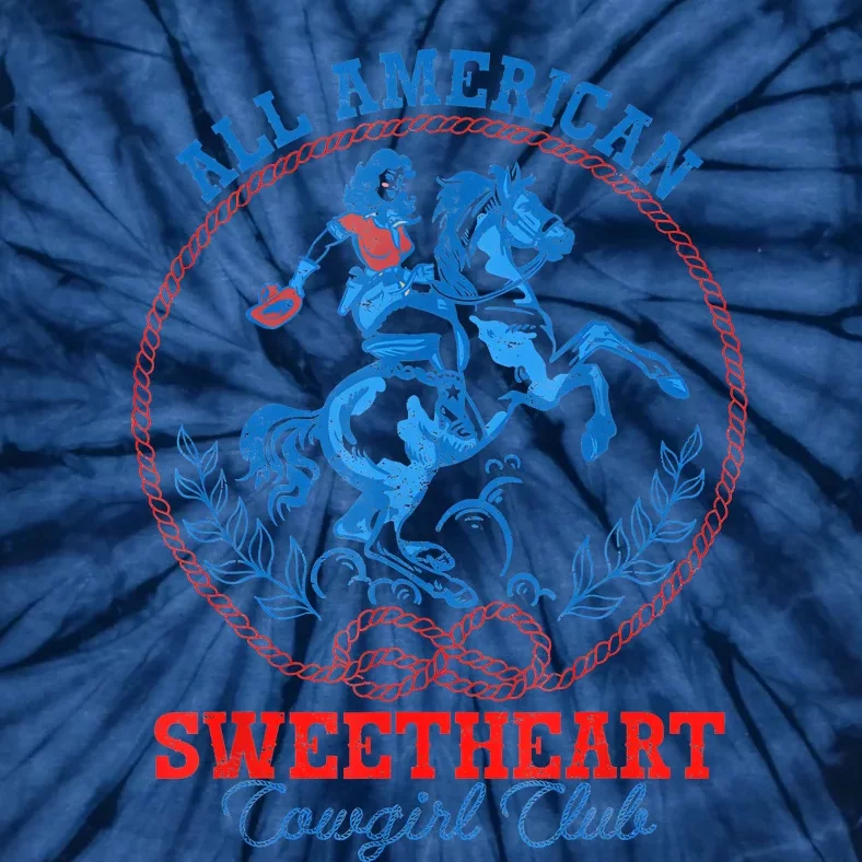 All American Cowgirl Sweetheart Club 4th Of July Western Tie-Dye T-Shirt