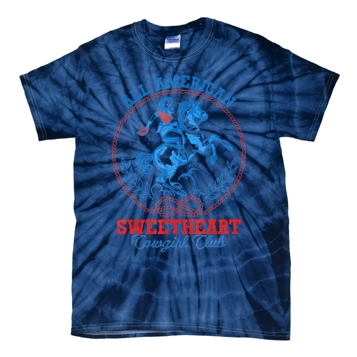 All American Cowgirl Sweetheart Club 4th Of July Western Tie-Dye T-Shirt