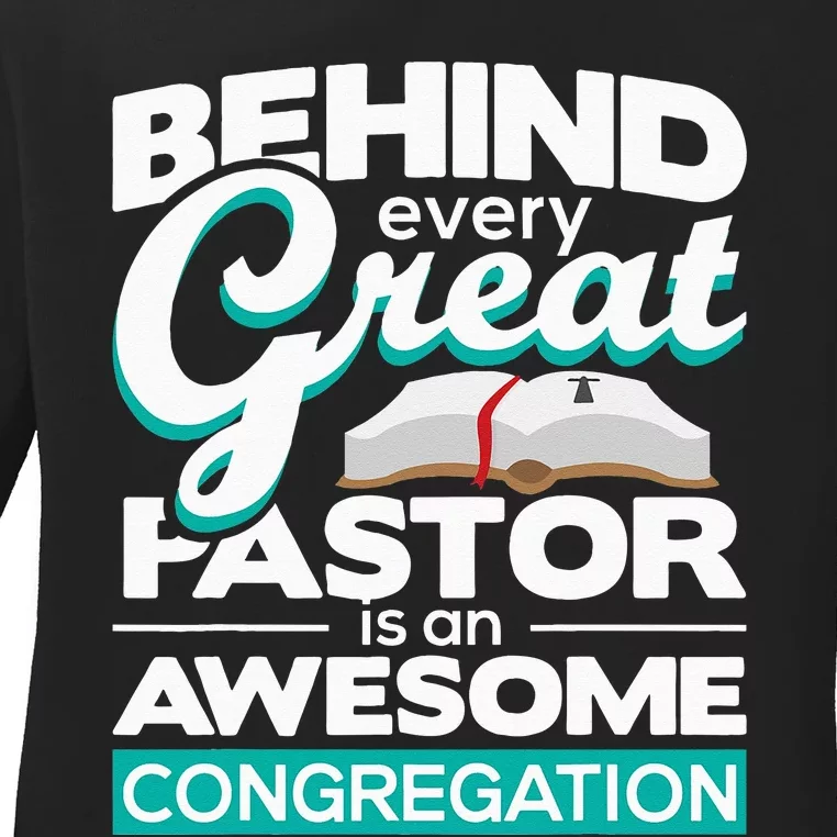 An Awesome Congregation Pastor Preacher Minister Ladies Long Sleeve Shirt