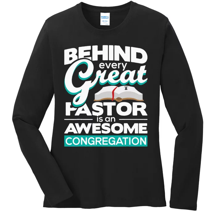 An Awesome Congregation Pastor Preacher Minister Ladies Long Sleeve Shirt