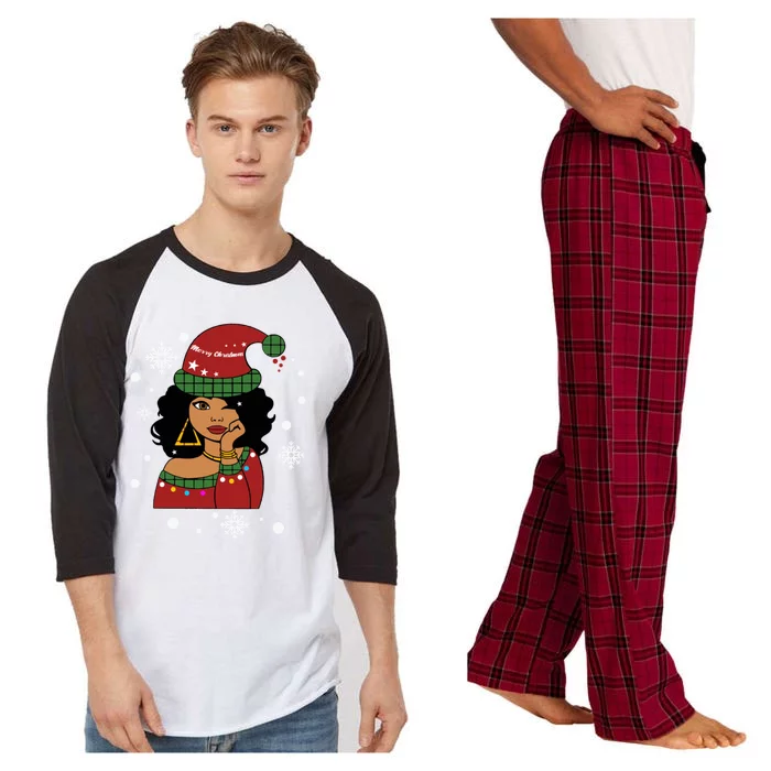 African American Christmas Santa Claus Gift Raglan Sleeve Pajama Set