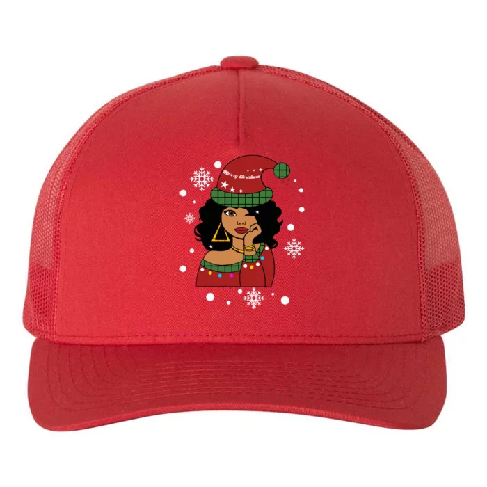 African American Christmas Santa Claus Gift Yupoong Adult 5-Panel Trucker Hat