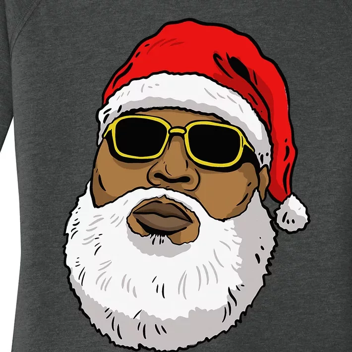 African American Christmas Hip Hop Santa Women's Perfect Tri Tunic Long Sleeve Shirt