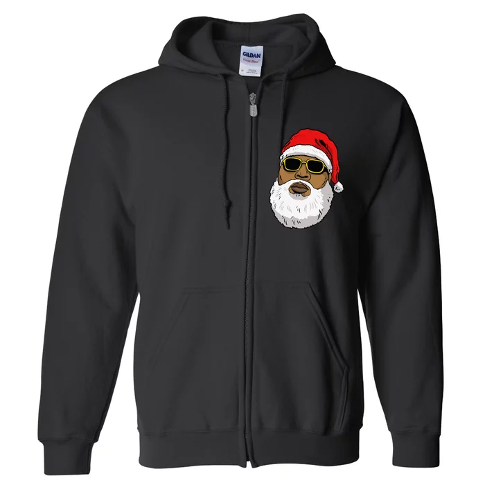 African American Christmas Hip Hop Santa Full Zip Hoodie