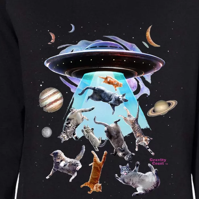 Aliens Abducting Cats Cat Kittens Ufo Saucer Cat Lover Gifts Womens California Wash Sweatshirt