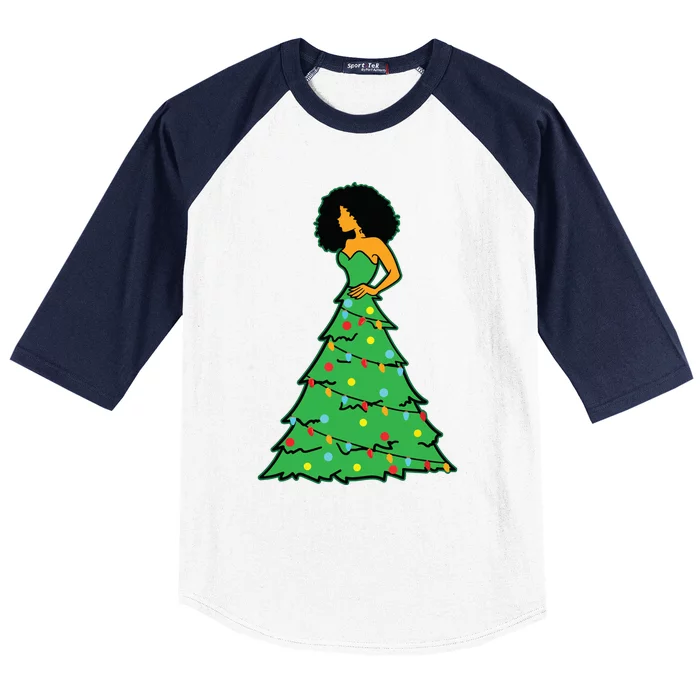 African American Christmas Tree Xmas Decor Baseball Sleeve Shirt